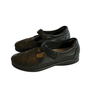 SAS Tripad Comfort Mary Jane Women 8 Black Leather Perforated Strap Shoes